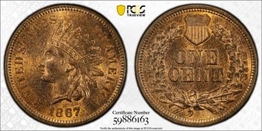 1867 1C MS65RB