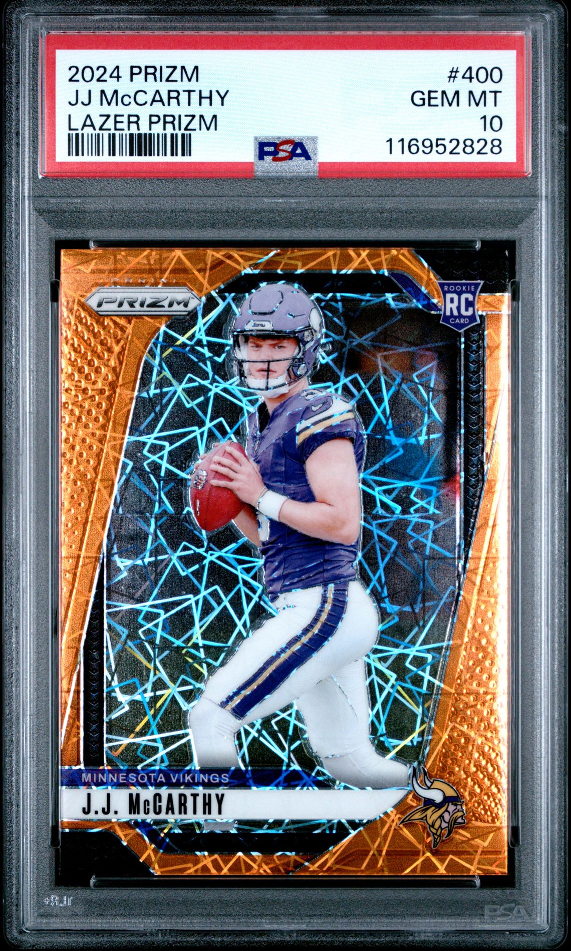 2024 Panini Prizm Jj Mccarthy #400 (Lazer Prizm) Gem Mt 10 front