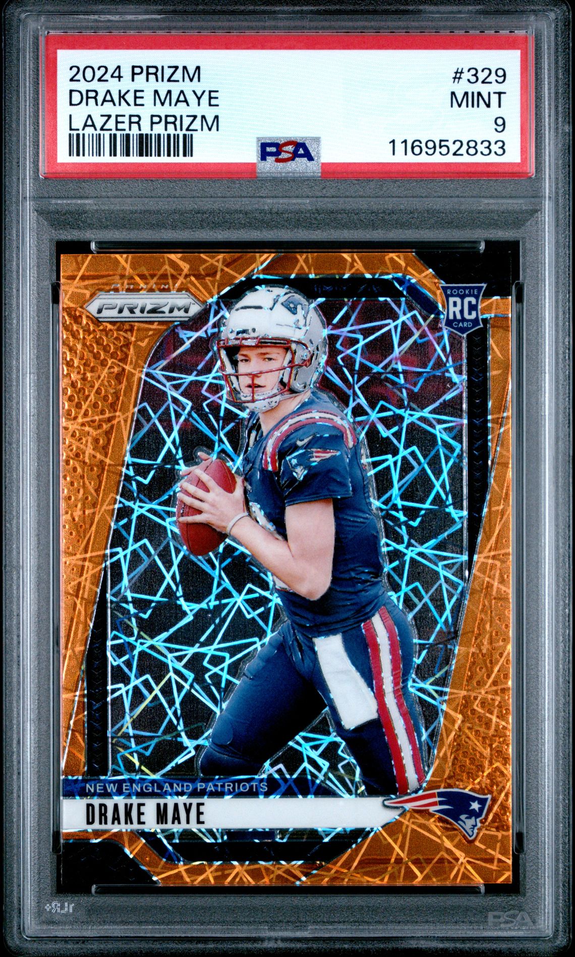 2024 Panini Prizm Drake Maye #329 (Lazer Prizm) Mint 9 front