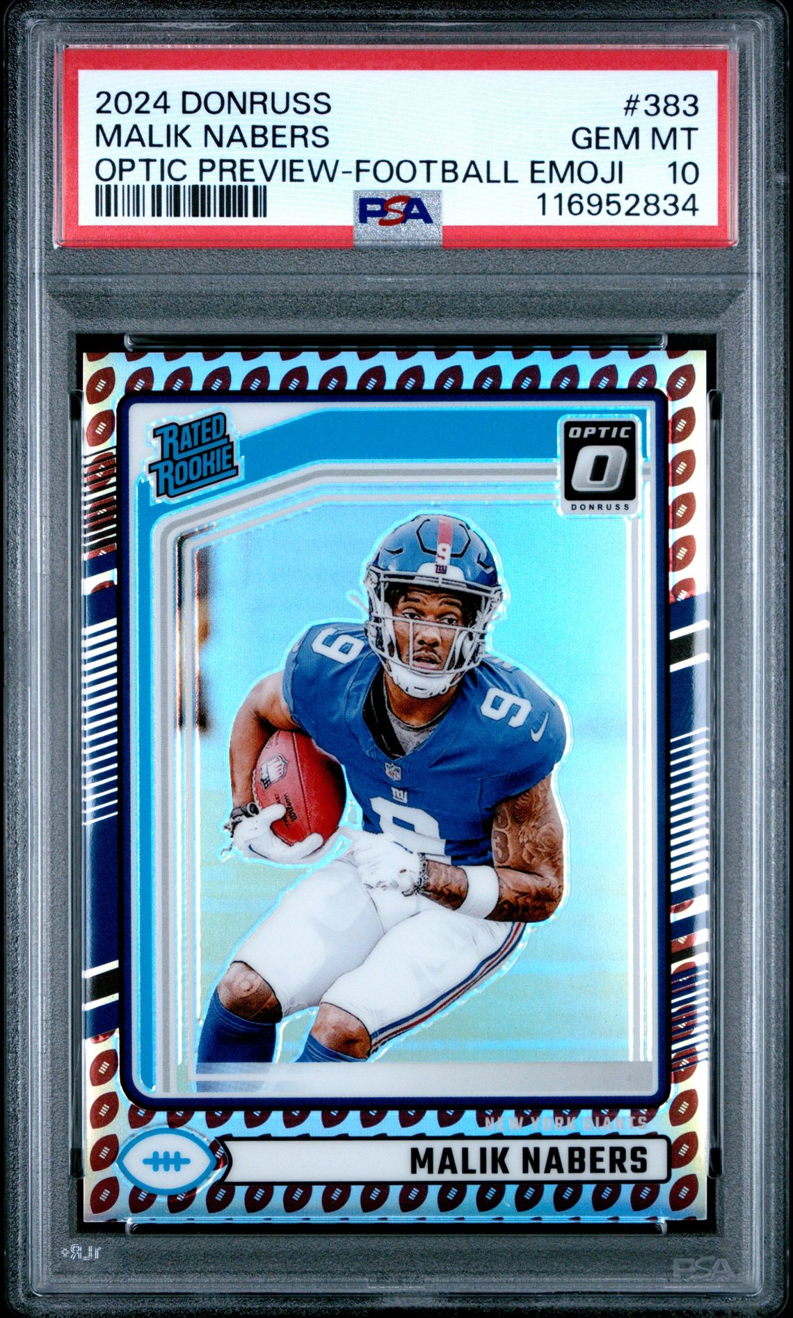 2024 Panini Donruss Malik Nabers #383 (Optic Preview-Football Emoji) Gem Mt 10 front