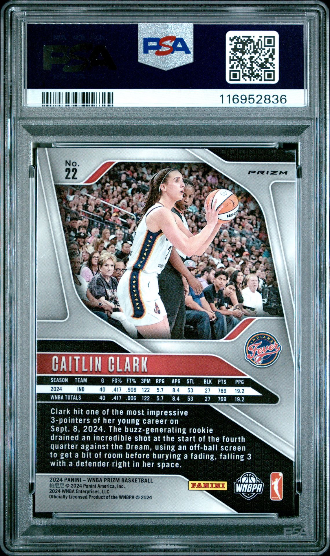2024 Panini Prizm Wnba Caitlin Clark #22 (Ice) Nm-Mt 8 back