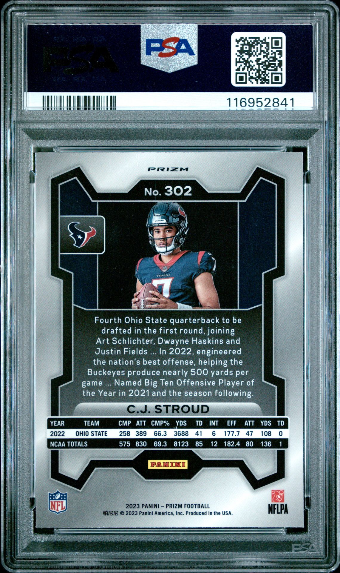 2023 Panini Prizm Cj Stroud #302 (Variation) Mint 9 back