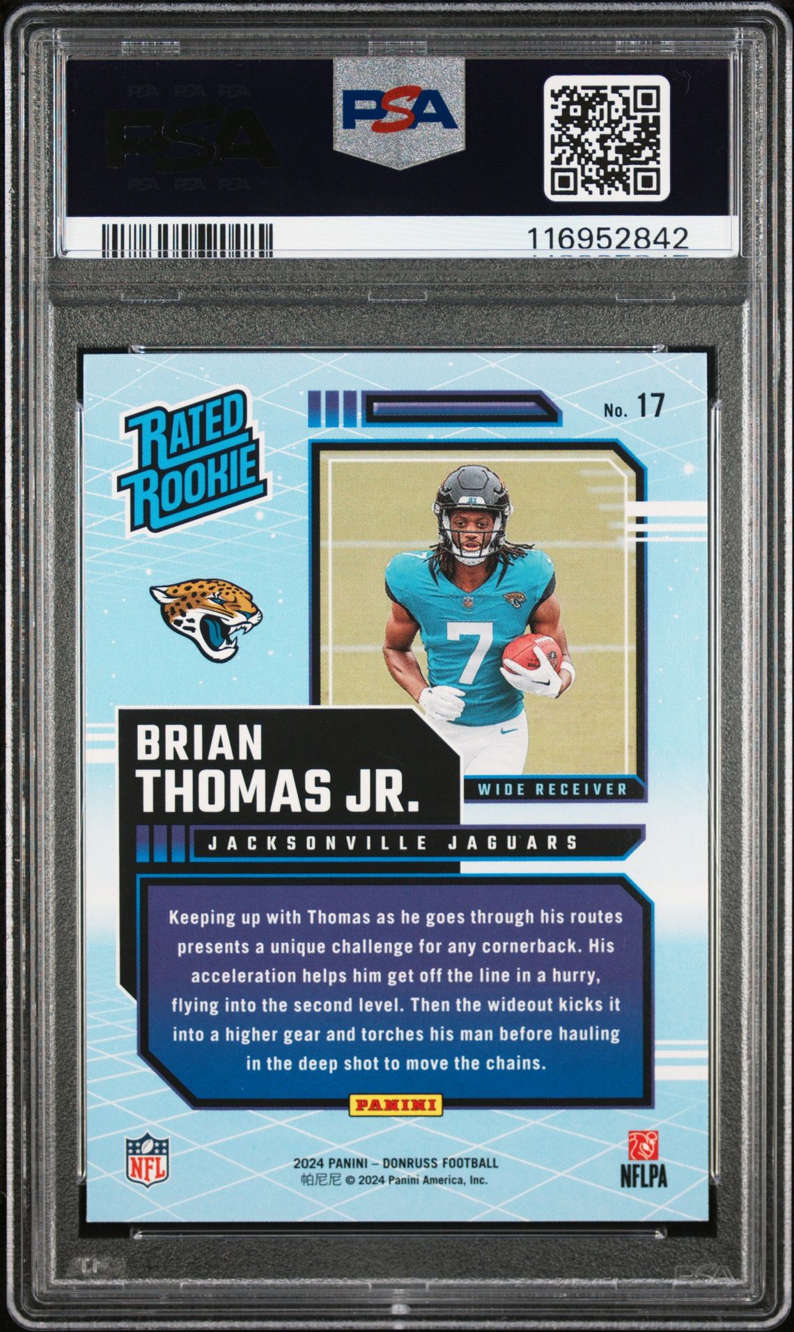 2024 Panini Donruss Rated Rookies Retro Brian Thomas Jr. #17 Gem Mt 10 back