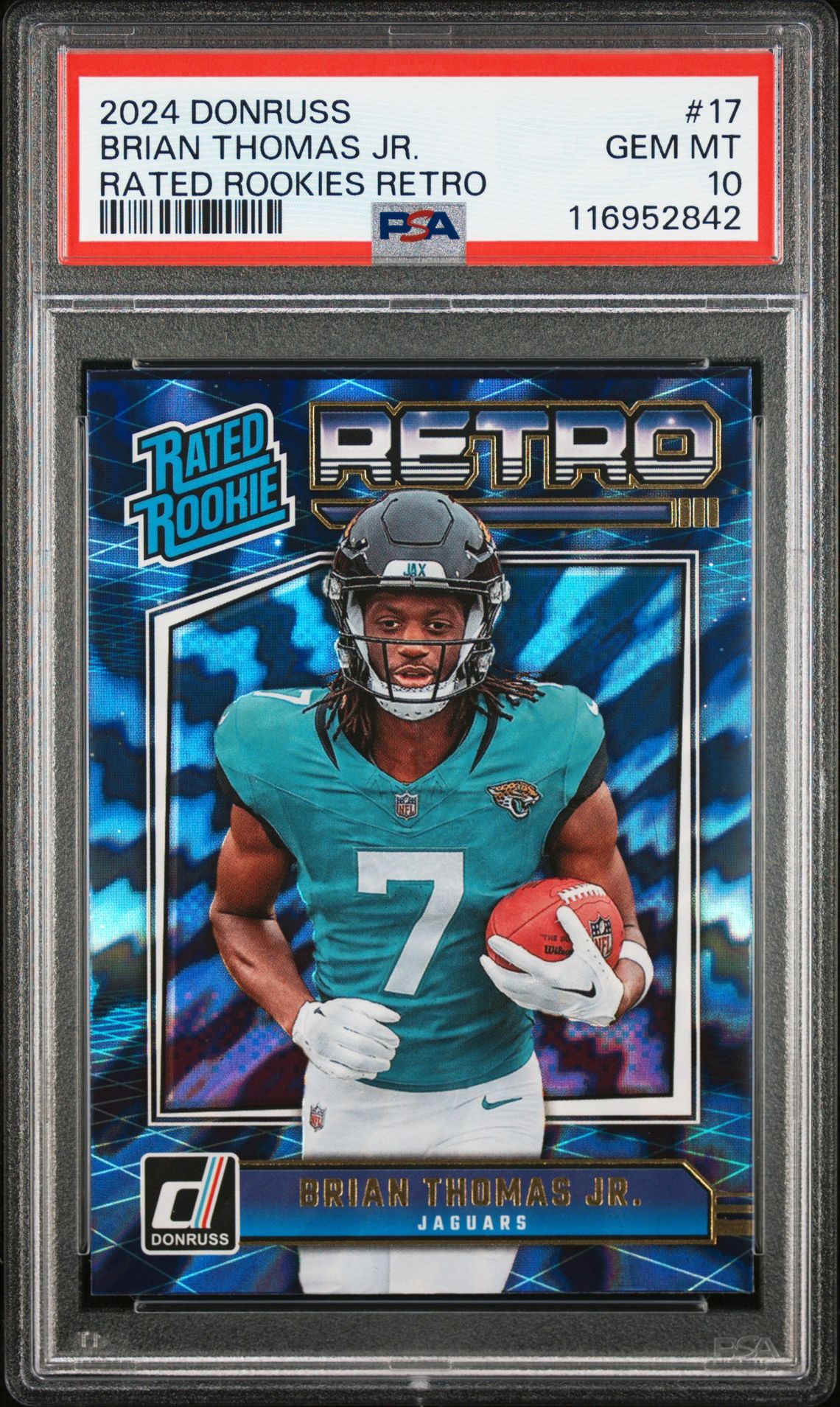 2024 Panini Donruss Rated Rookies Retro Brian Thomas Jr. #17 Gem Mt 10 front