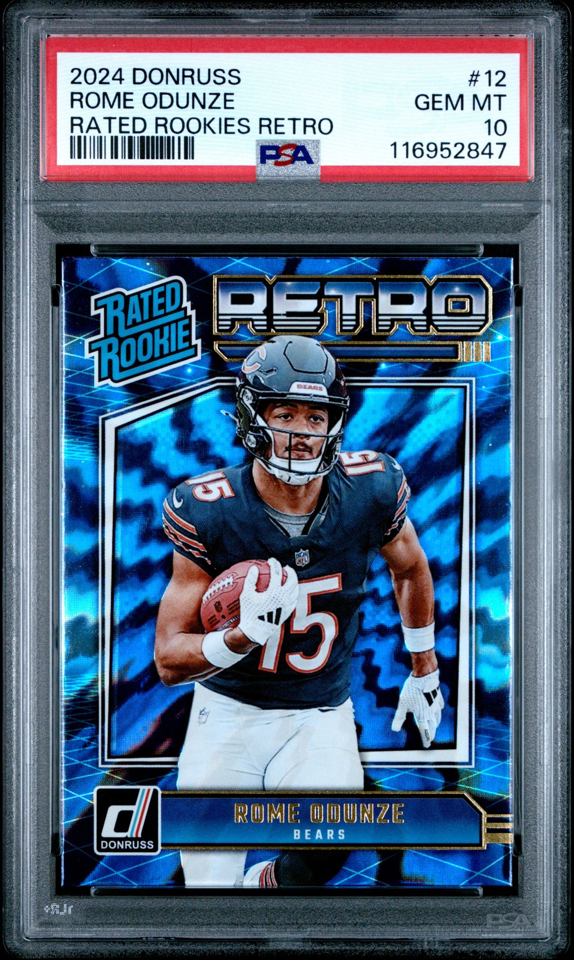 2024 Panini Donruss Rated Rookies Retro Rome Odunze #12 Gem Mt 10 front