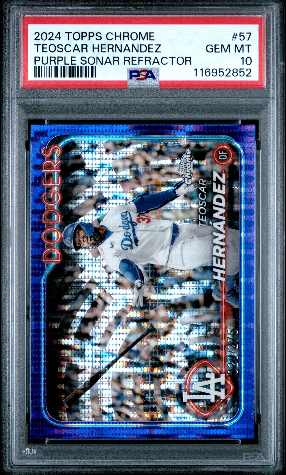 2024 Topps Chrome Teoscar Hernandez #57 (Purple Sonar Refractor) Gem Mt 10 front