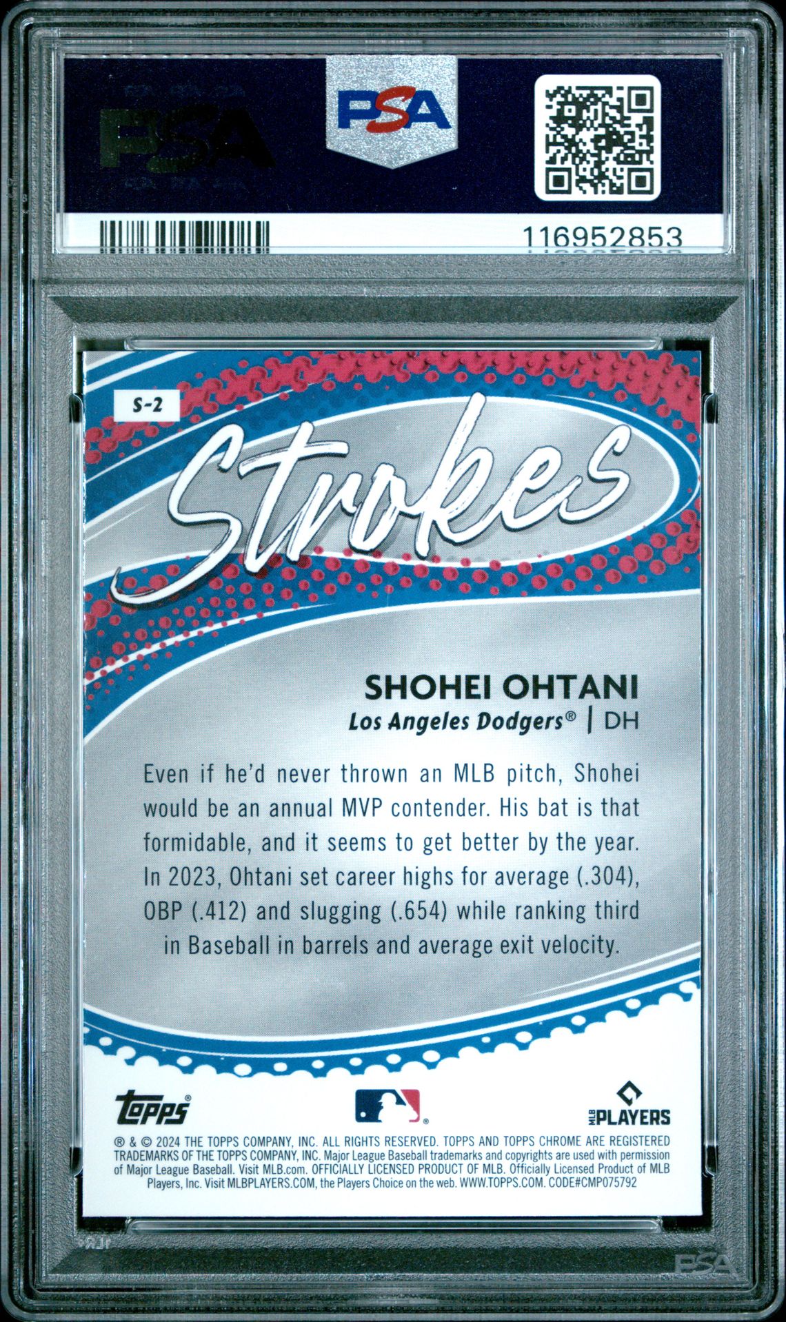 2024 Topps Chrome Strokes Shohei Ohtani #S2 Gem Mt 10 back