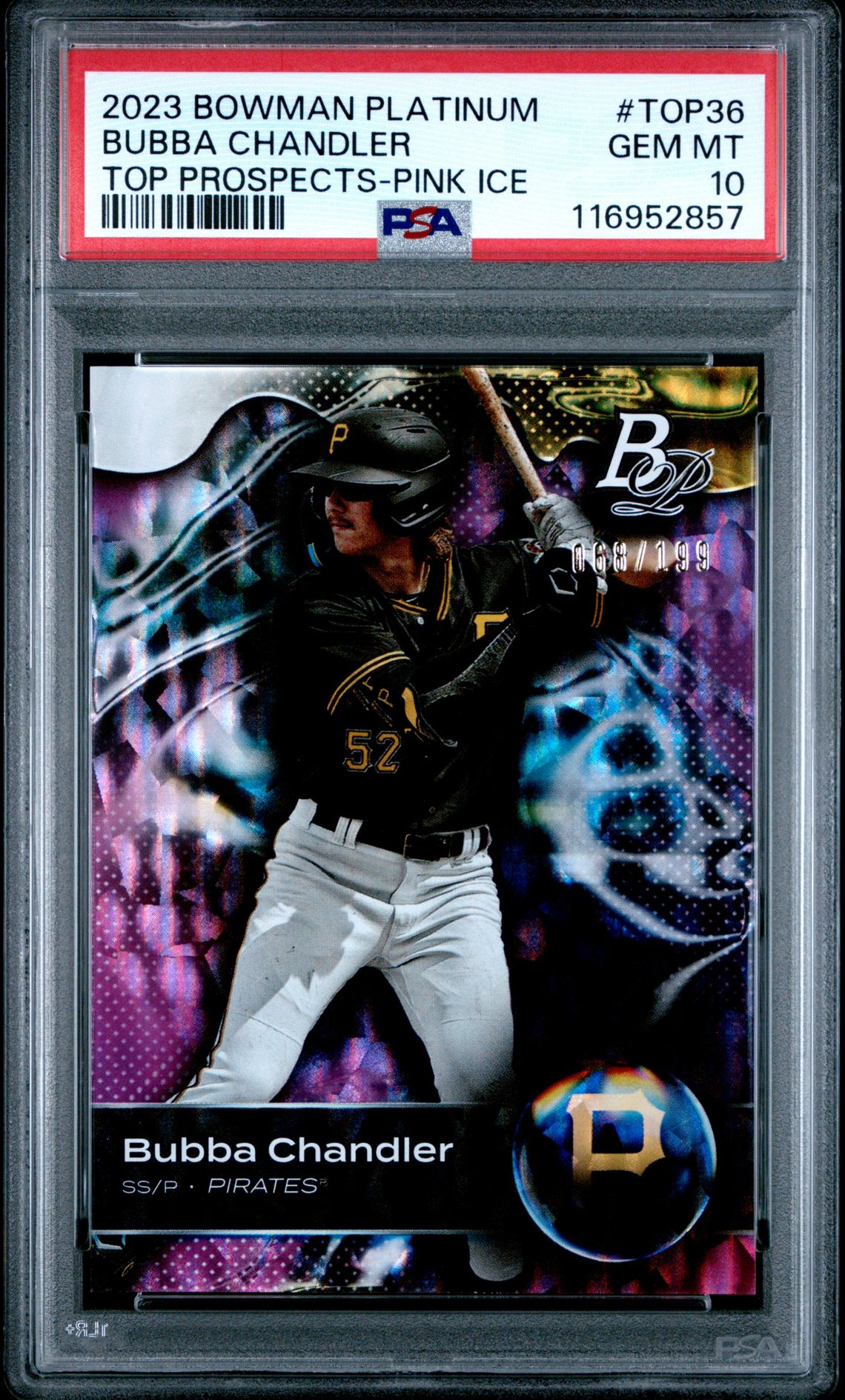 2023 Bowman Platinum Top Prospects Bubba Chandler #Top36 (Top Prospects-Pink Ice) Gem Mt 10 front