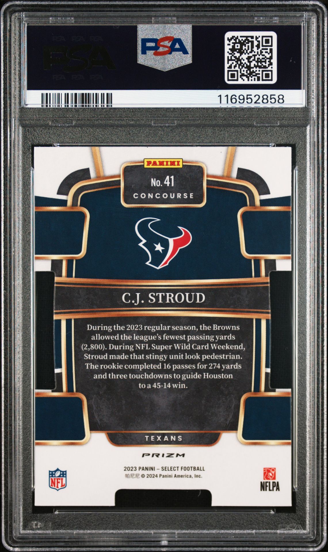 2023 Panini Select Cj Stroud #41 (Die-Cut Silver Prizm) Nm-Mt 8 back