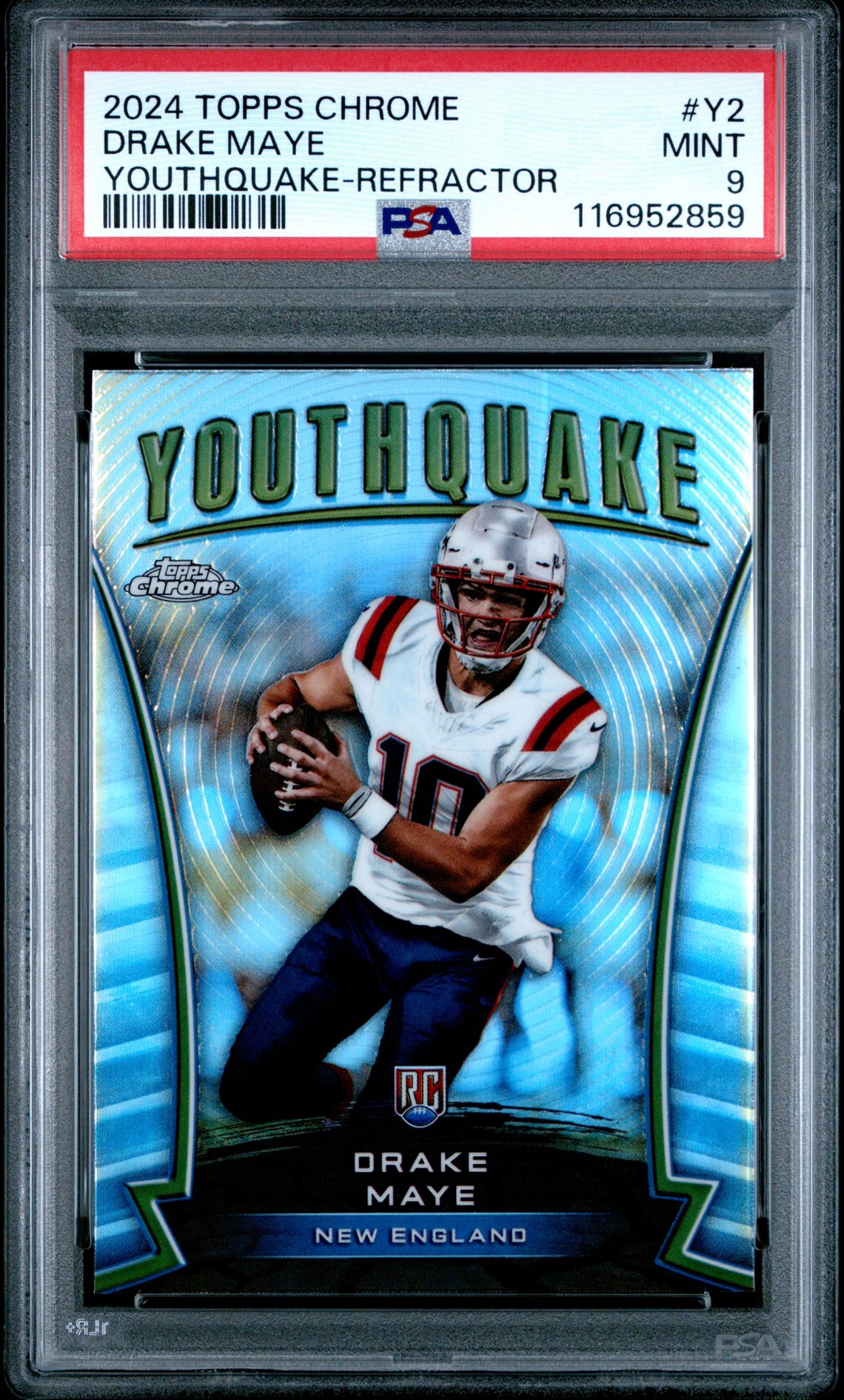 2024 Topps Chrome Youthquake Drake Maye #Y2 (Youthquake-Refractor) Mint 9 front