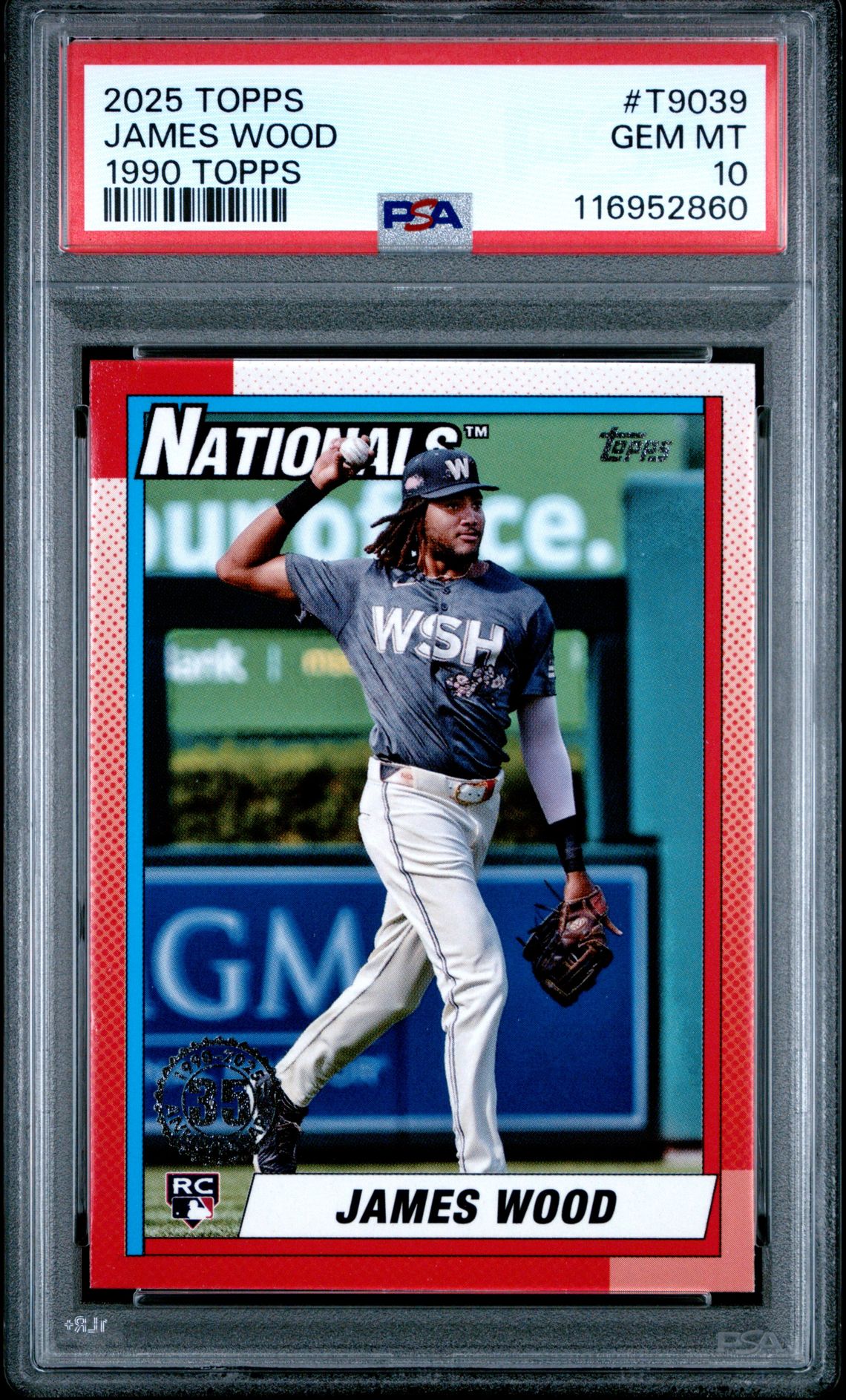 2025 Topps 1990 Topps Baseball James Wood #T9039 Gem Mt 10 front