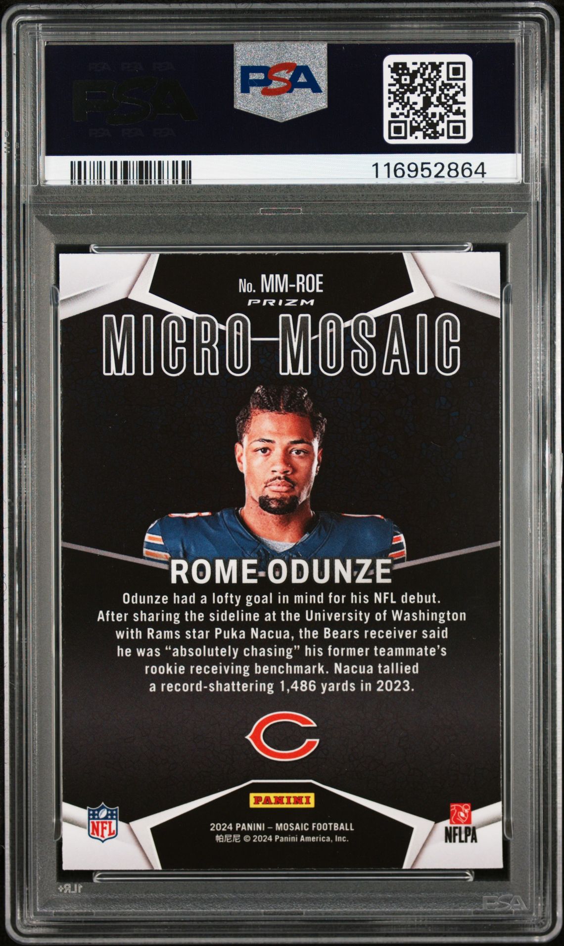 2024 Panini Mosaic Micro Mosaic Rome Odunze #Mmroe Gem Mt 10 back