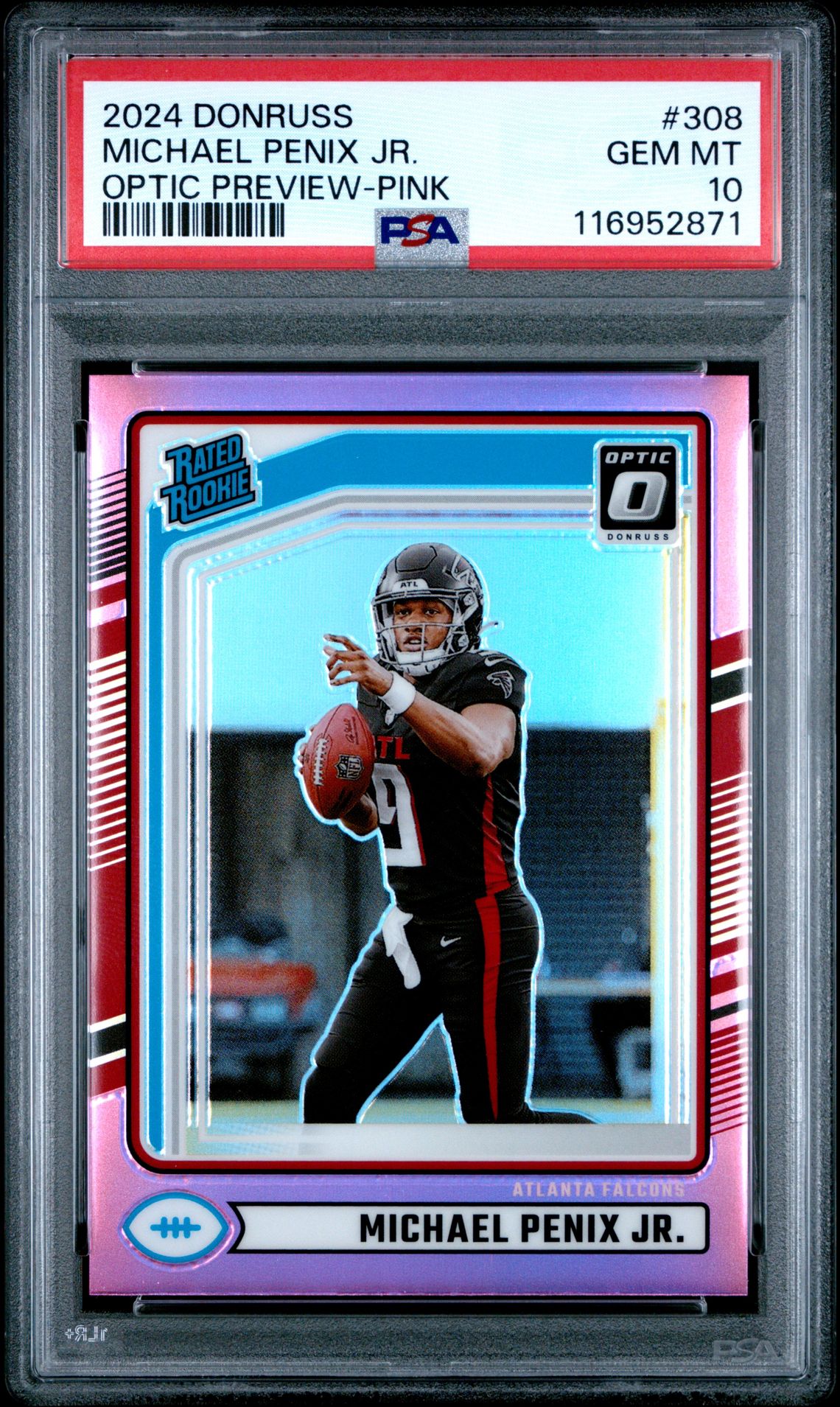 2024 Panini Donruss Michael Penix Jr. #308 (Optic Preview-Pink) Gem Mt 10 front