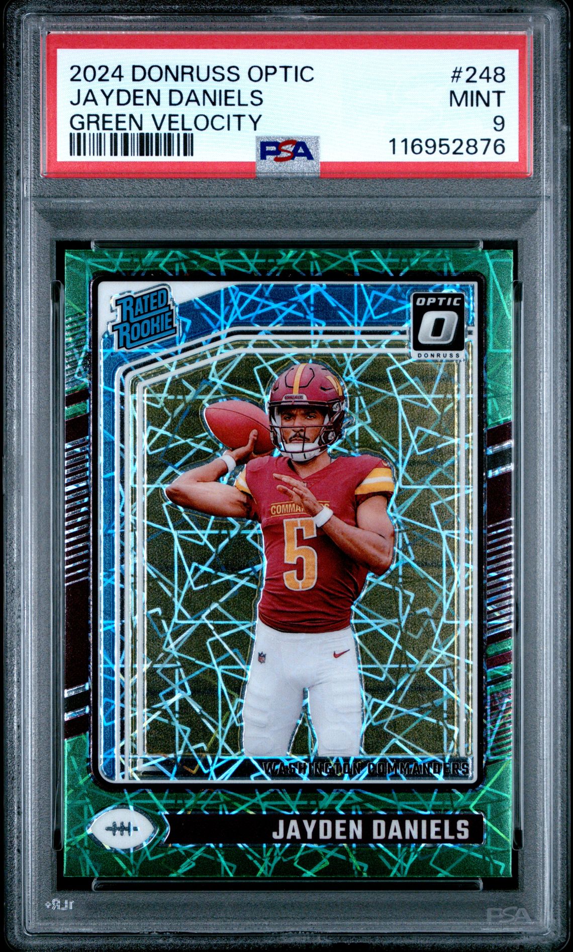2024 Panini Donruss Optic Jayden Daniels #248 (Green Velocity) Mint 9 front