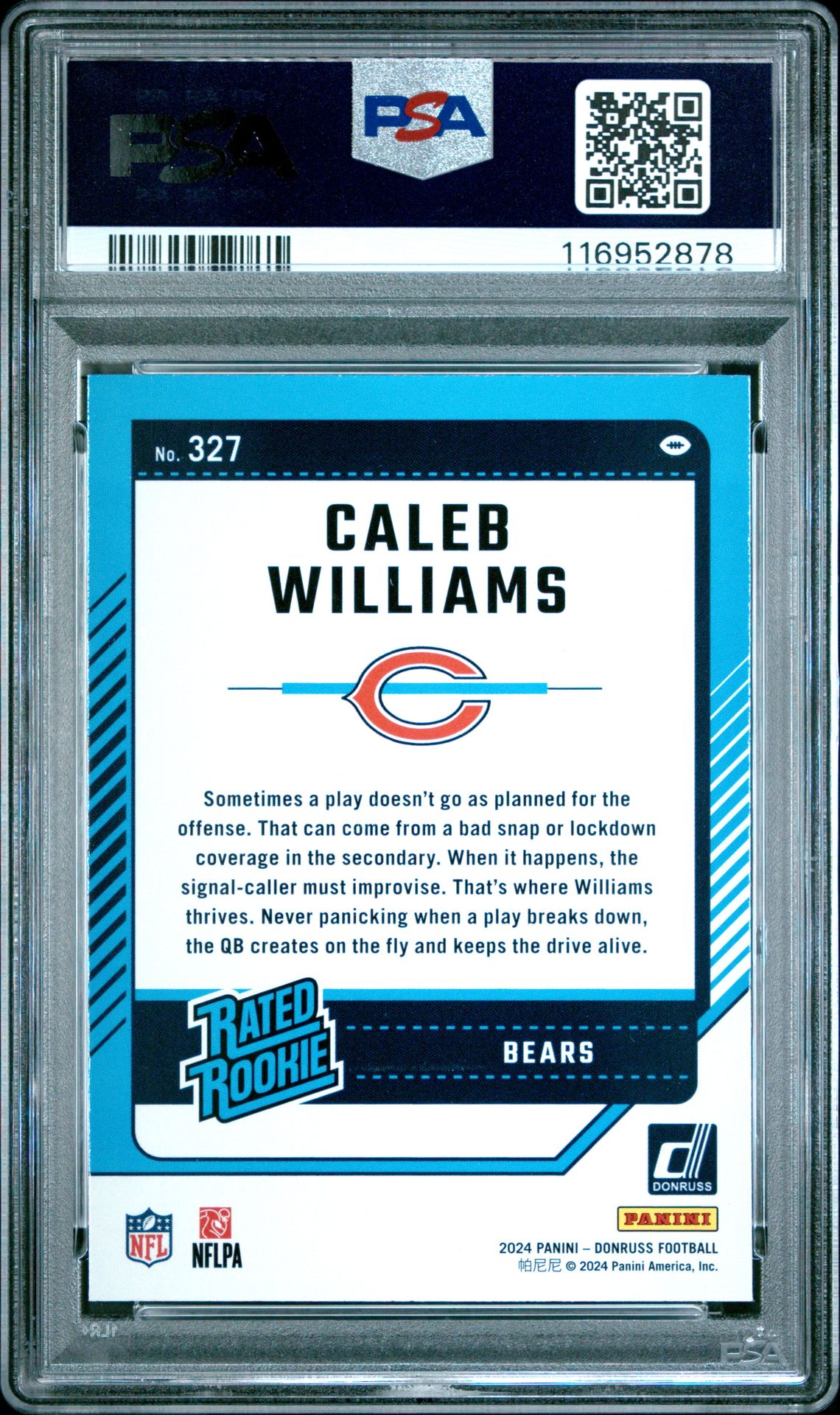 2024 Panini Donruss Caleb Williams #327 Gem Mt 10 back
