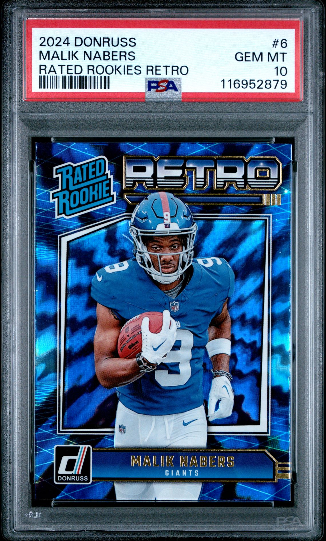 2024 Panini Donruss Rated Rookies Retro Malik Nabers #6 Gem Mt 10 front