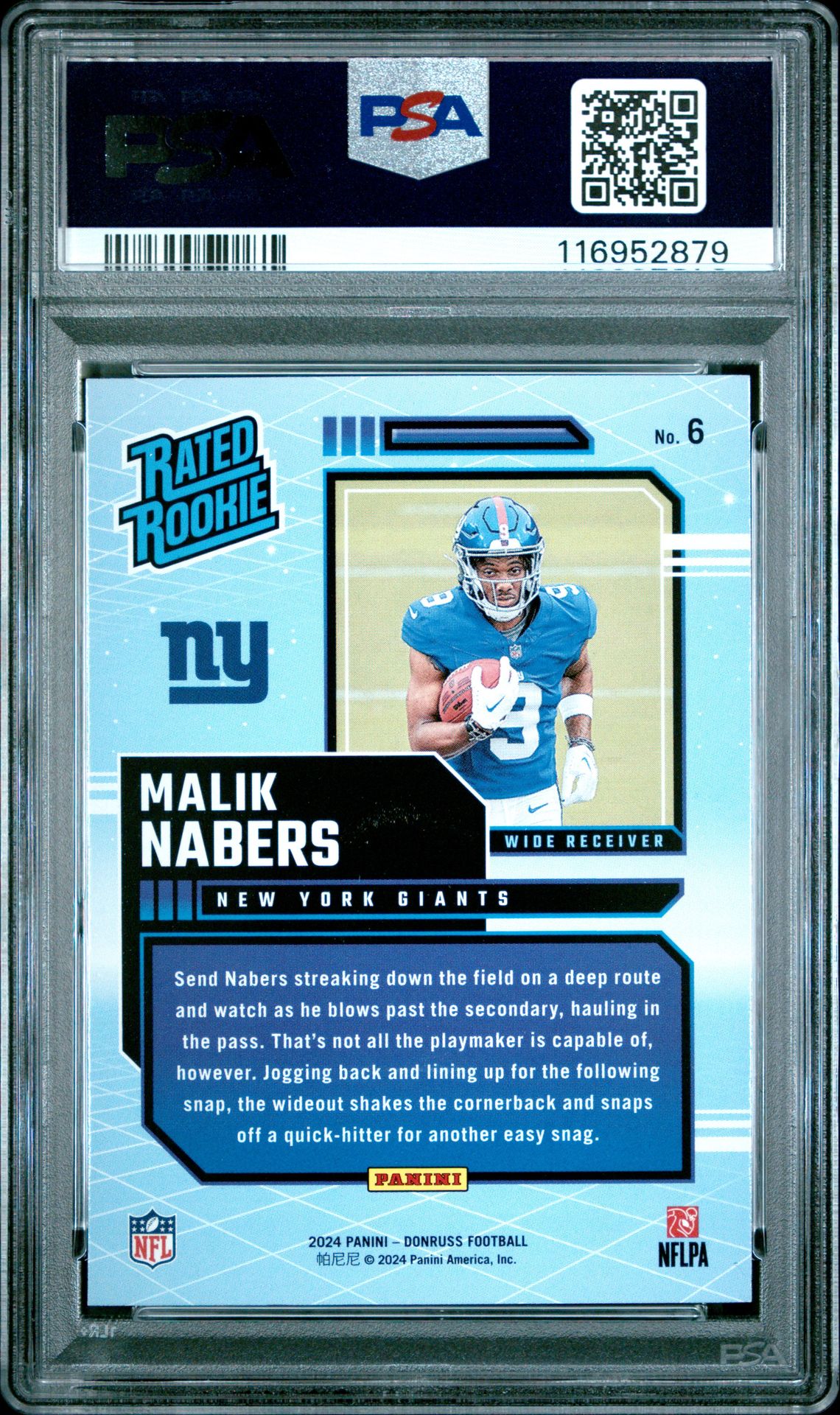 2024 Panini Donruss Rated Rookies Retro Malik Nabers #6 Gem Mt 10 back