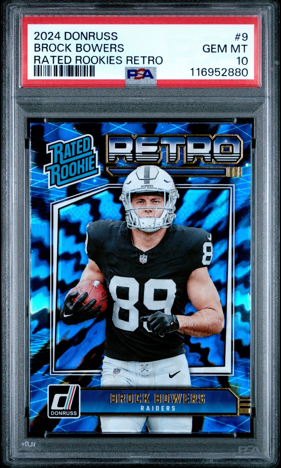 2024 Panini Donruss Rated Rookies Retro Brock Bowers #9 Gem Mt 10 front