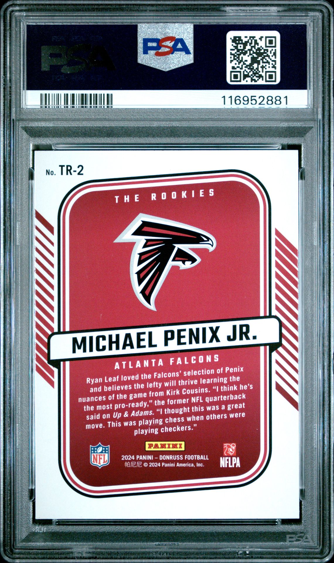 2024 Panini Donruss The Rookies Michael Penix Jr. #Tr2 Gem Mt 10 back
