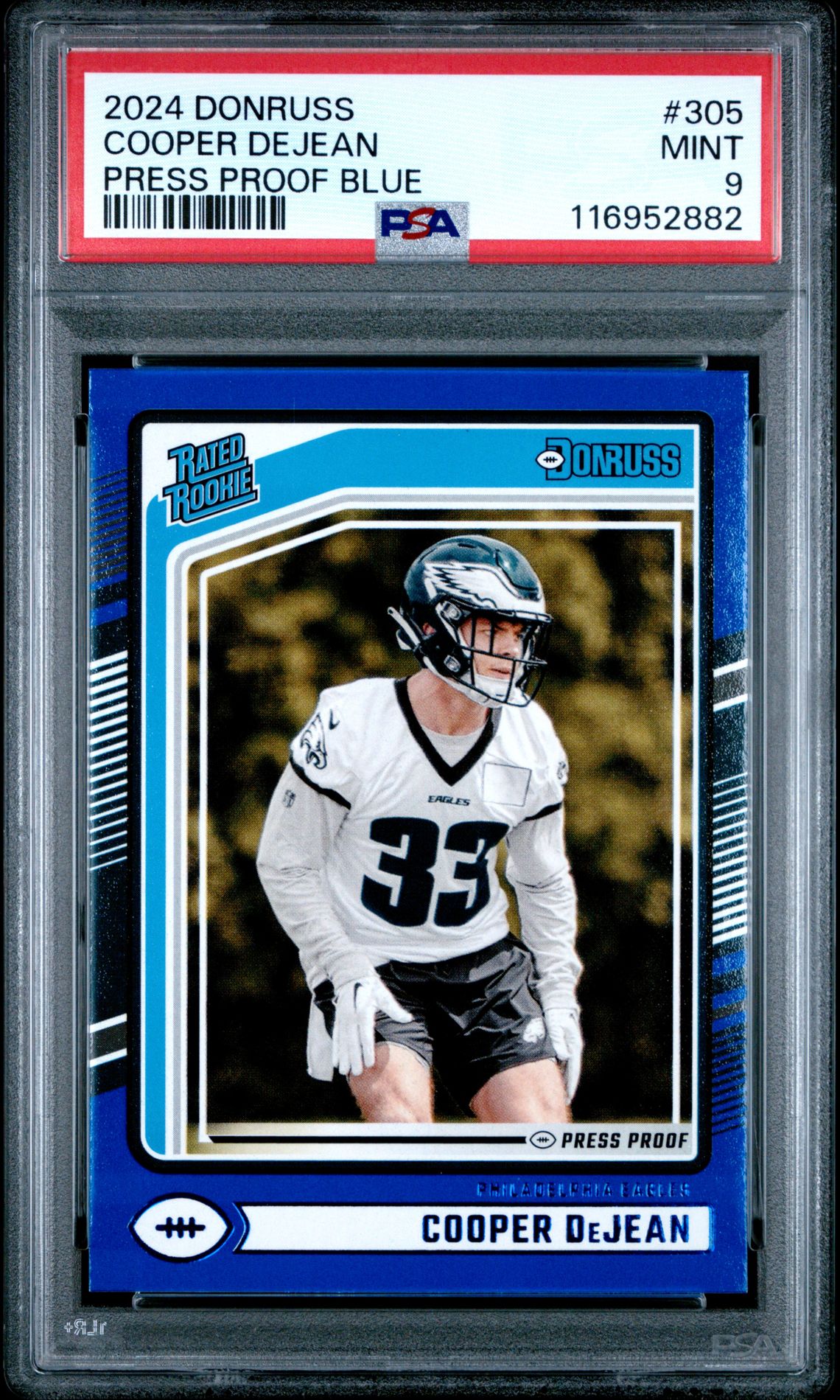 2024 Panini Donruss Cooper Dejean #305 (Press Proof Blue) Mint 9 front