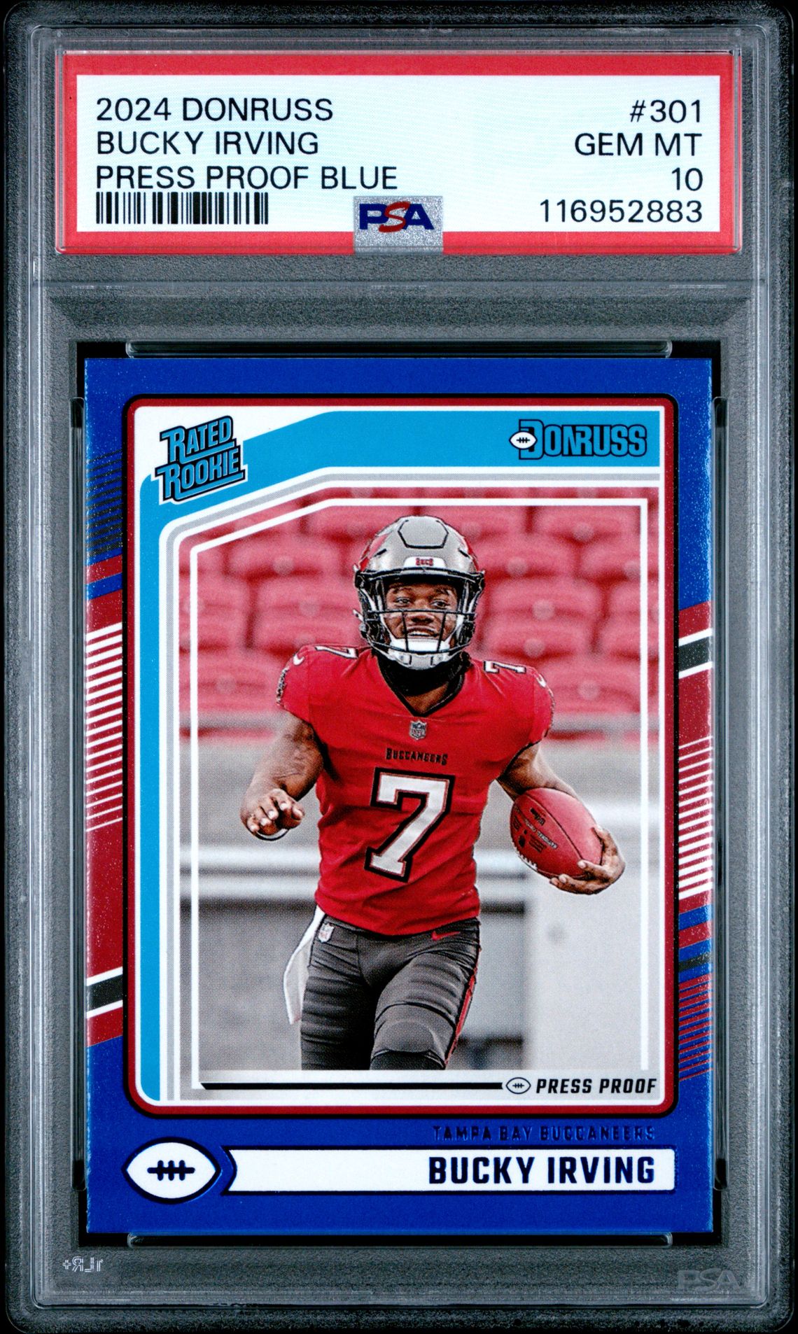 2024 Panini Donruss Bucky Irving #301 (Press Proof Blue) Gem Mt 10 front