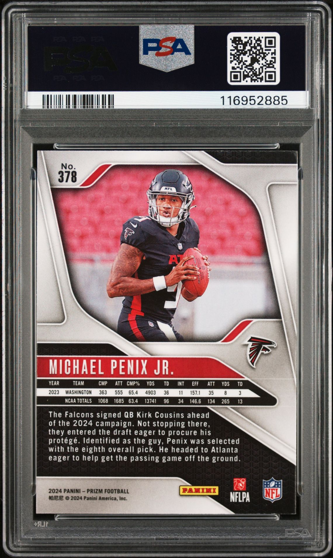 2024 Panini Prizm Michael Penix Jr. #378 Gem Mt 10 back