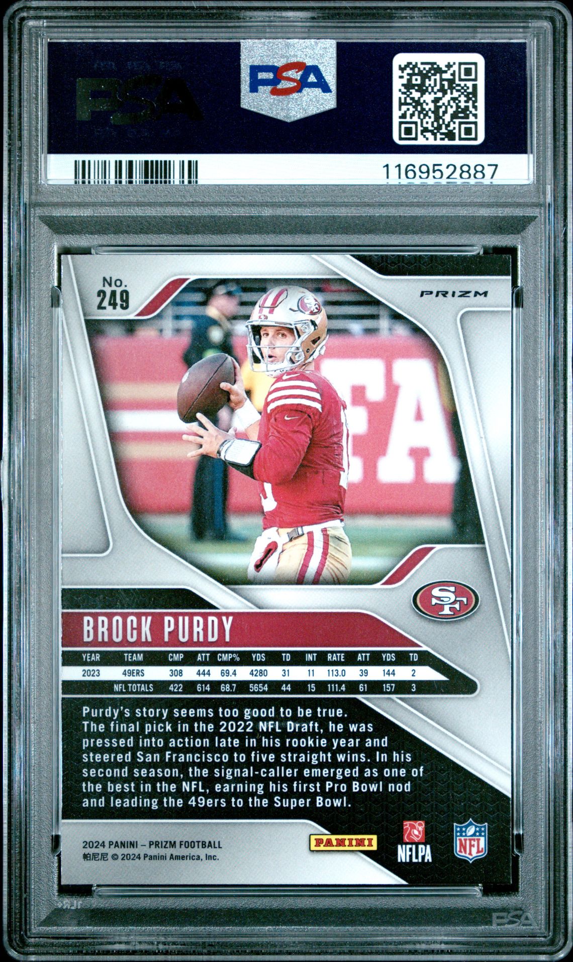 2024 Panini Prizm Brock Purdy #249 (Silver Prizm) Mint 9 back