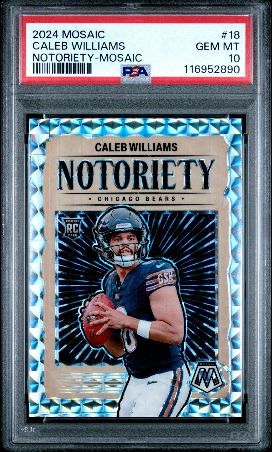 2024 Panini Mosaic Notoriety Caleb Williams #18 (Notoriety-Mosaic) Gem Mt 10 front