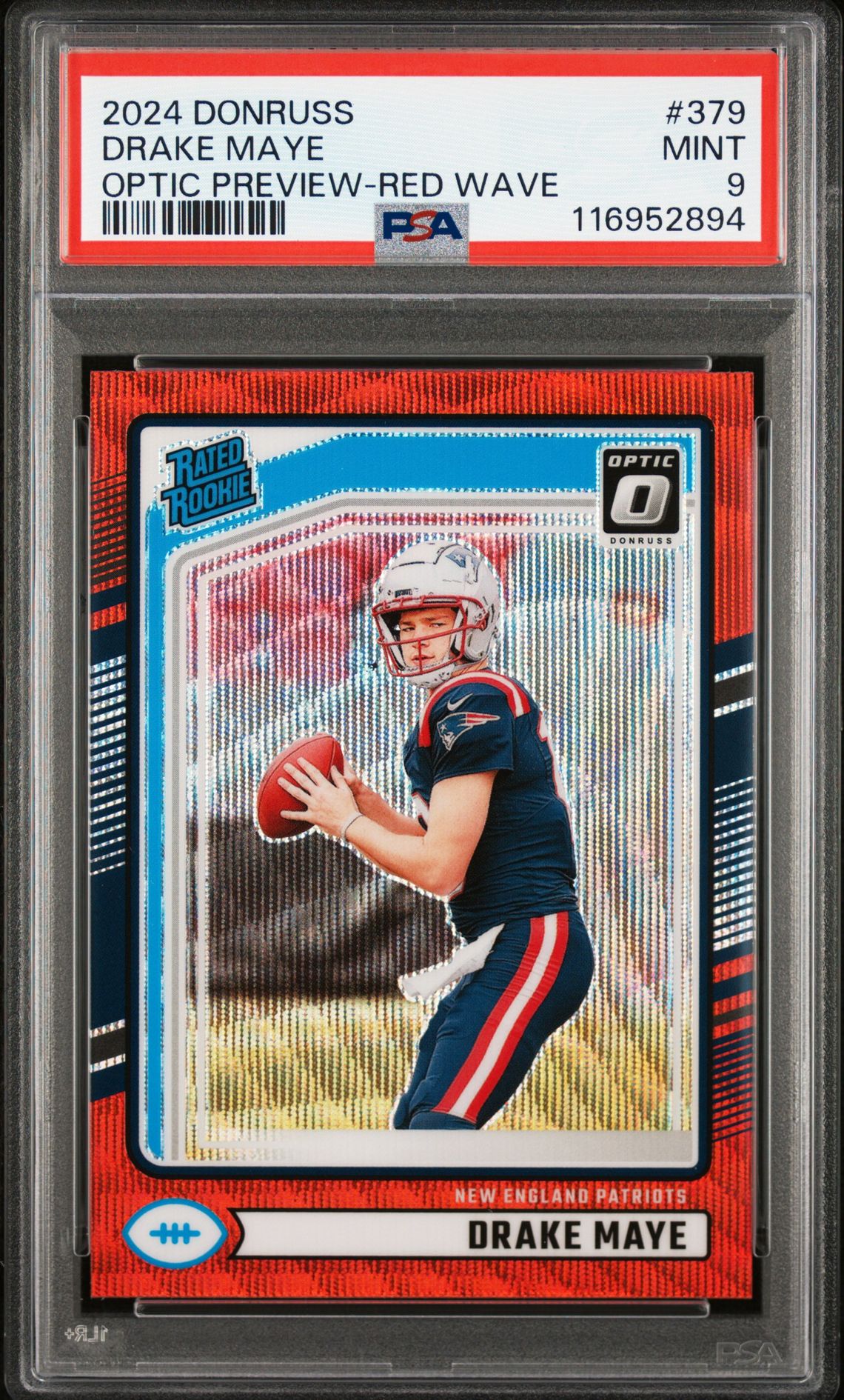 2024 Panini Donruss Drake Maye #379 (Optic Preview-Red Wave) Mint 9 front