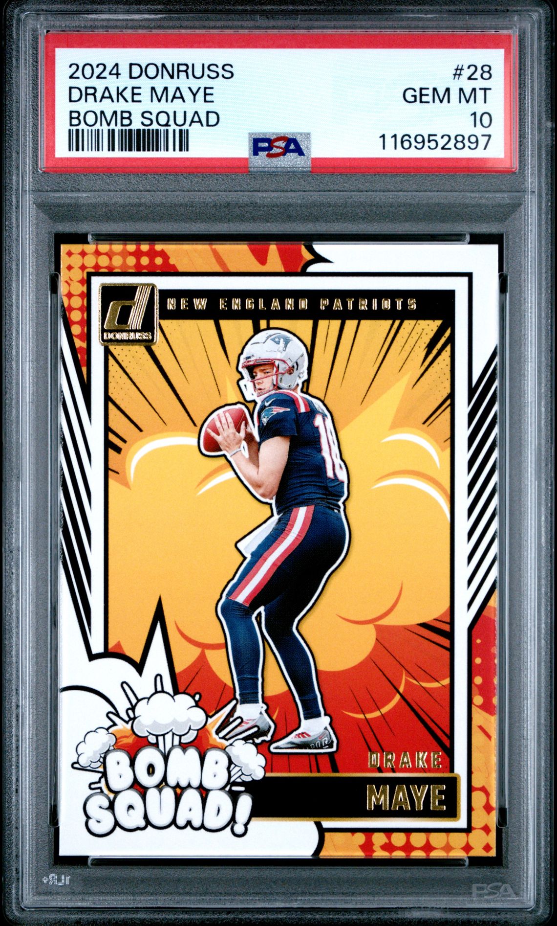 2024 Panini Donruss Bomb Squad Drake Maye #28 Gem Mt 10 front