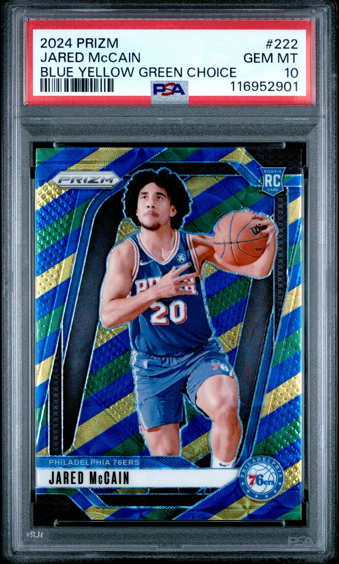 2024 Panini Prizm Jared Mccain #222 (Blue Yellow Green Choice) Gem Mt 10 front