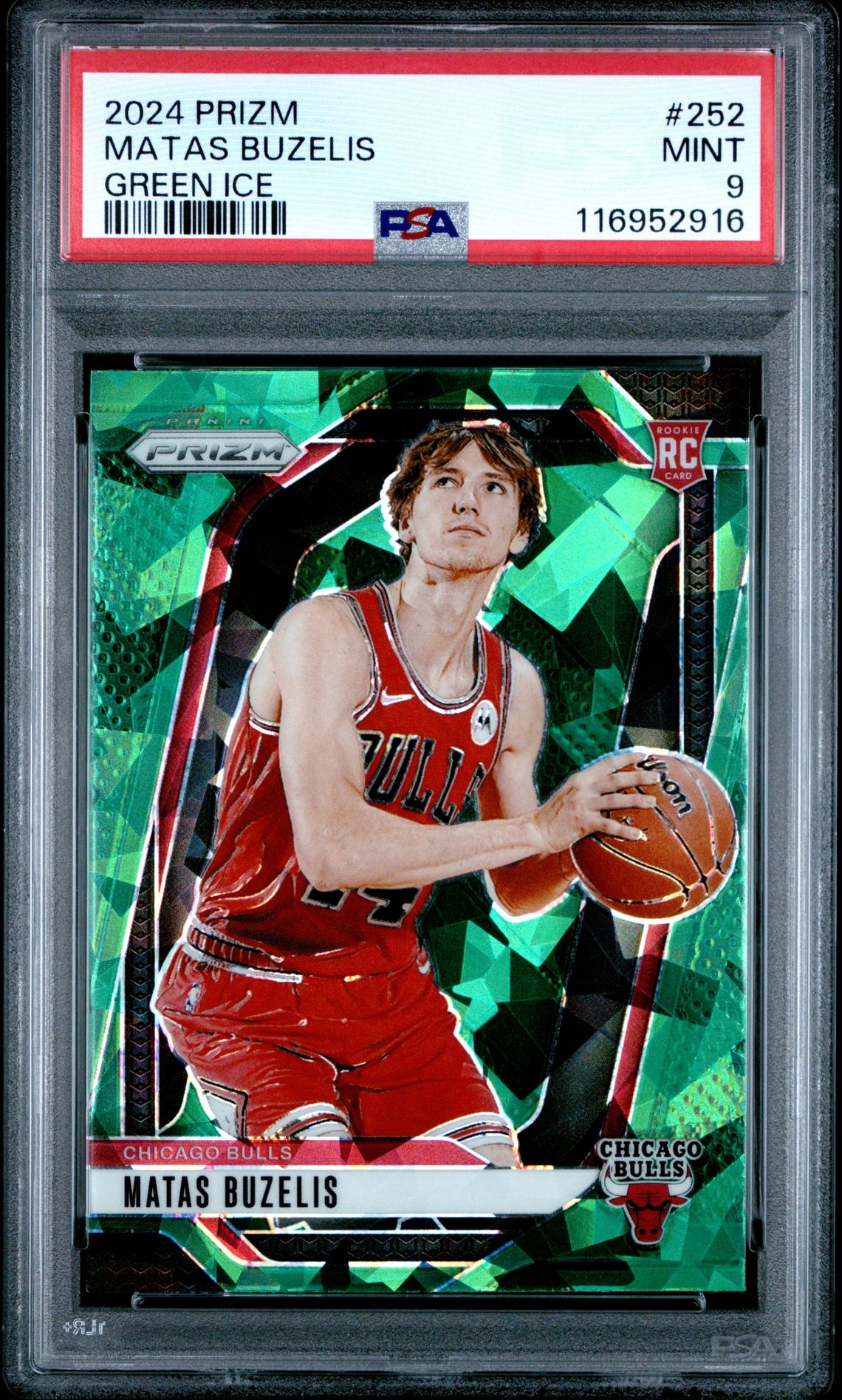 2024 Panini Prizm Matas Buzelis #252 (Green Ice) Mint 9 front