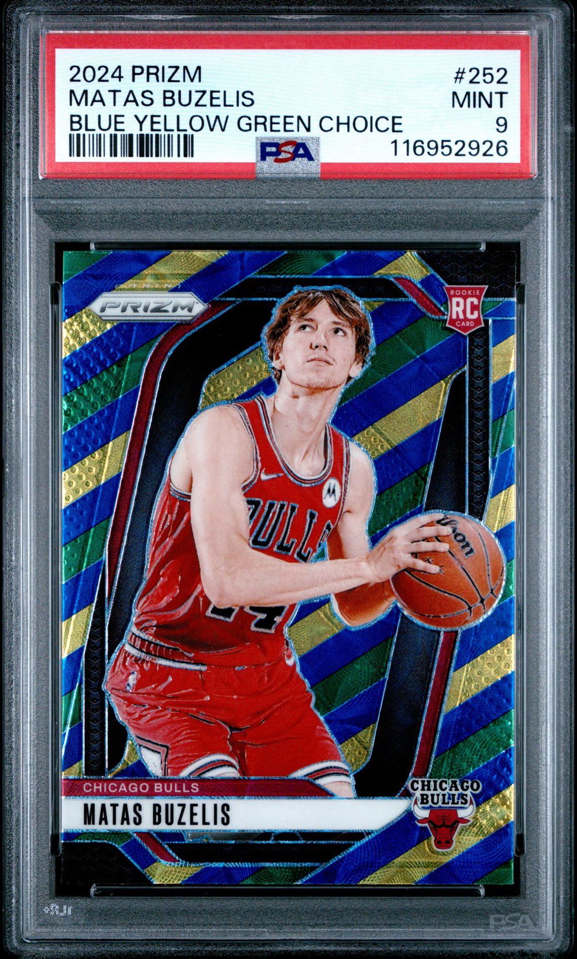 2024 Panini Prizm Matas Buzelis #252 (Blue Yellow Green Choice) Mint 9 front