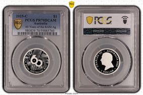 2025-C $1 60 Years of the RAM Ag PR70DCAM