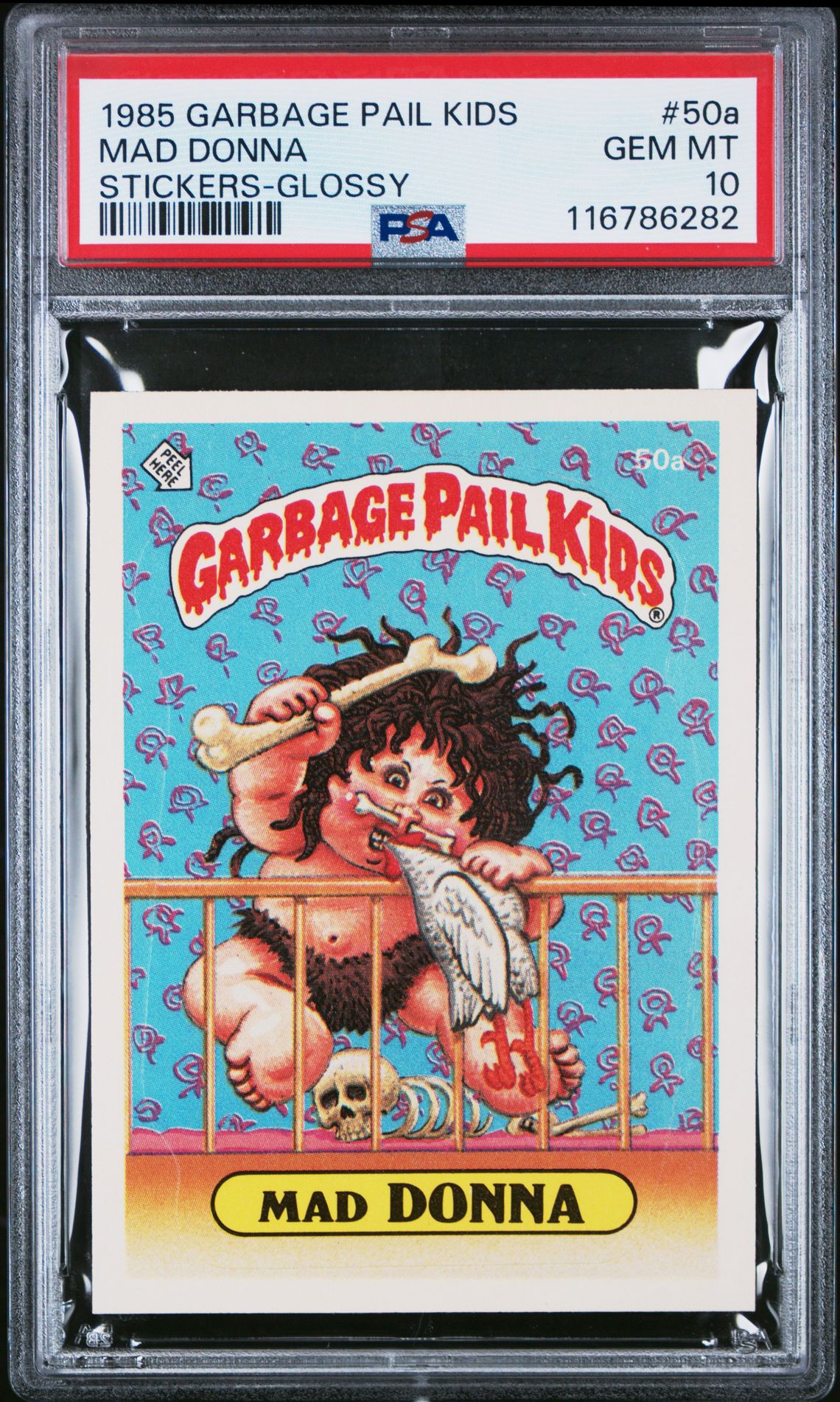 1985 Topps GARBAGE PAIL KIDS STICKERS GLOSSY #50A Mad Donna front