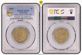 2000 $1 Mule-Struck w/10C Obv AU53