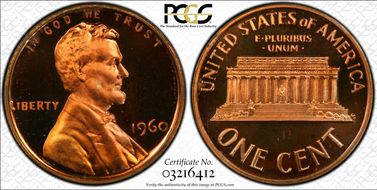 1960 1C Large Date PR67DCAM