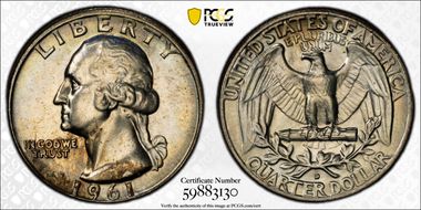 1961-D 25C MS65