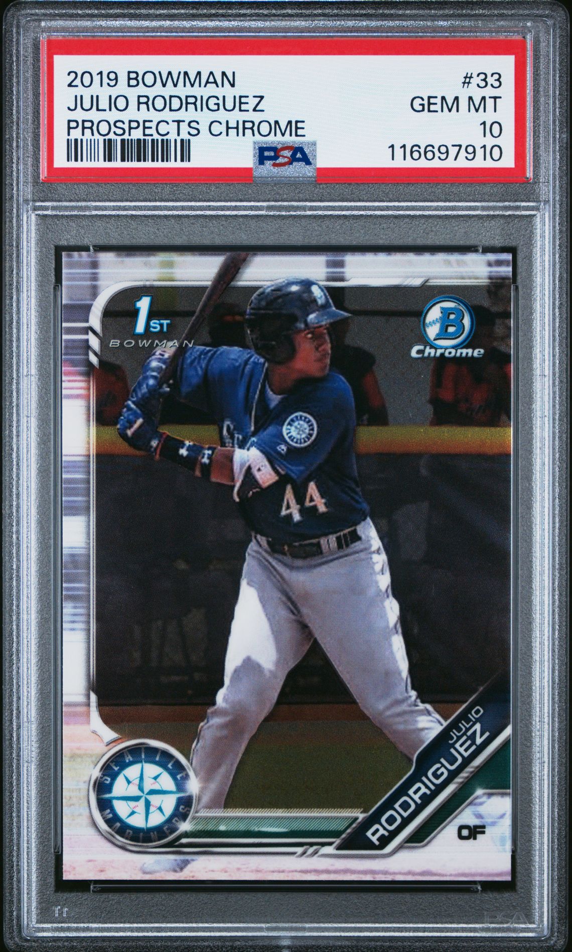 2019 Bowman Prospects Chrome Julio Rodriguez #33 (Prospects Chrome) Gem Mt 10 front