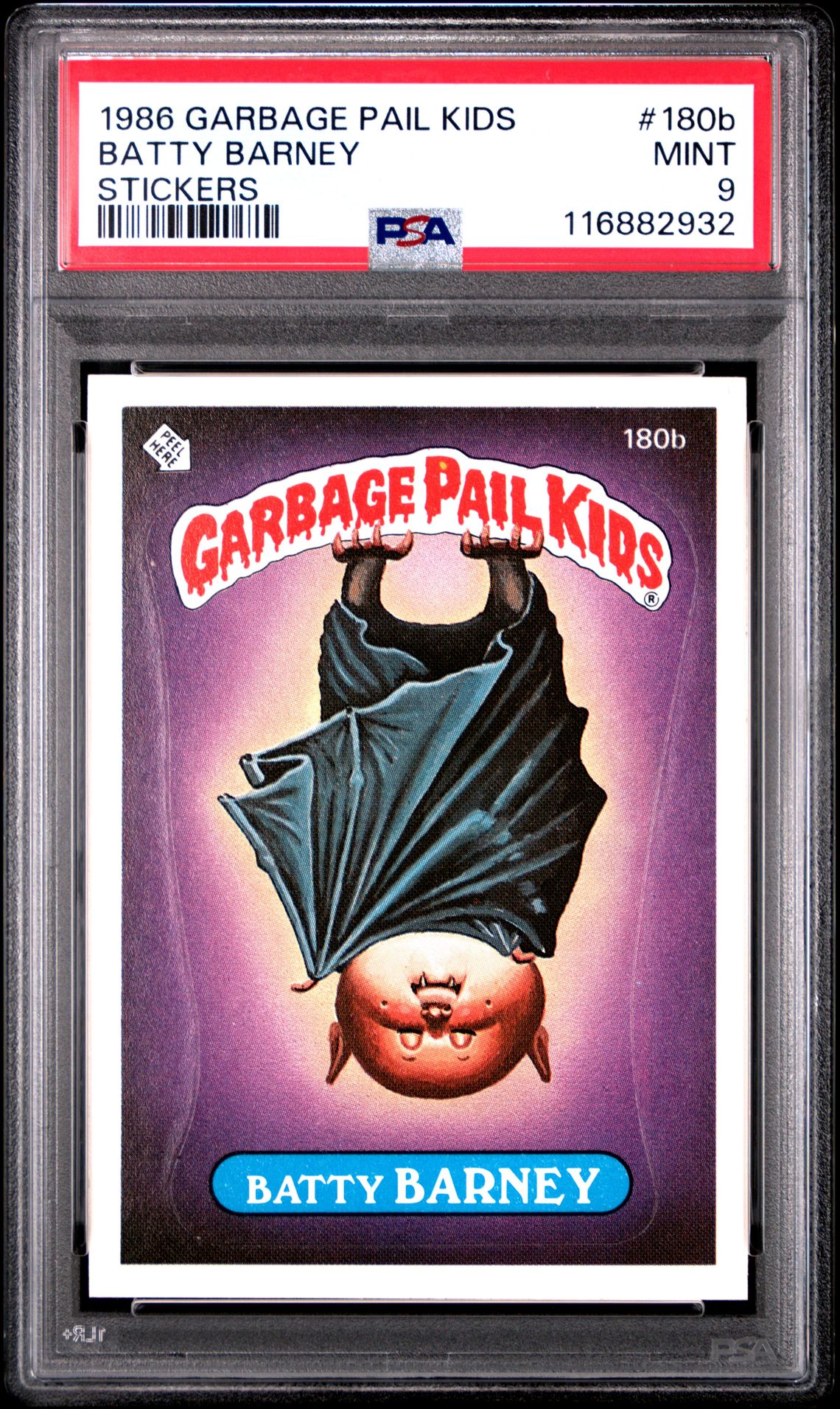 1986 Topps GARBAGE PAIL KIDS STICKERS #180B Batty Barney front