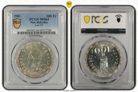 1966 100 Fr Lec-59 MS64