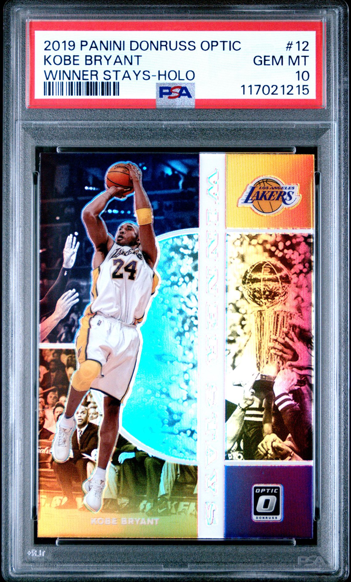 2019 Panini Donruss Optic Winner Stays Kobe Bryant #12 (Winner Stays-Holo) Gem Mt 10 front