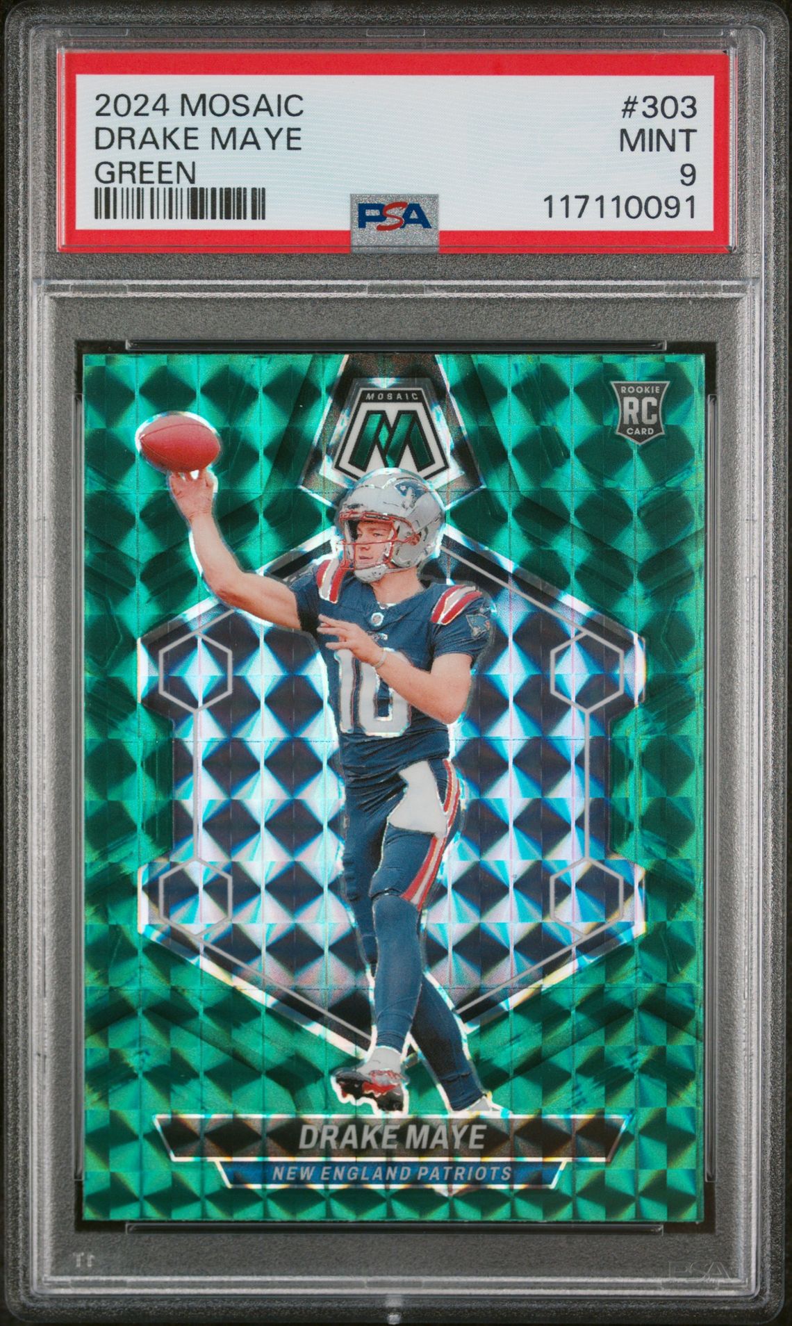 2024 Panini Mosaic Drake Maye #303 (Green) Mint 9 front