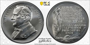(2025) Medal William McKinley "1901" Silver Matte Finish MS70