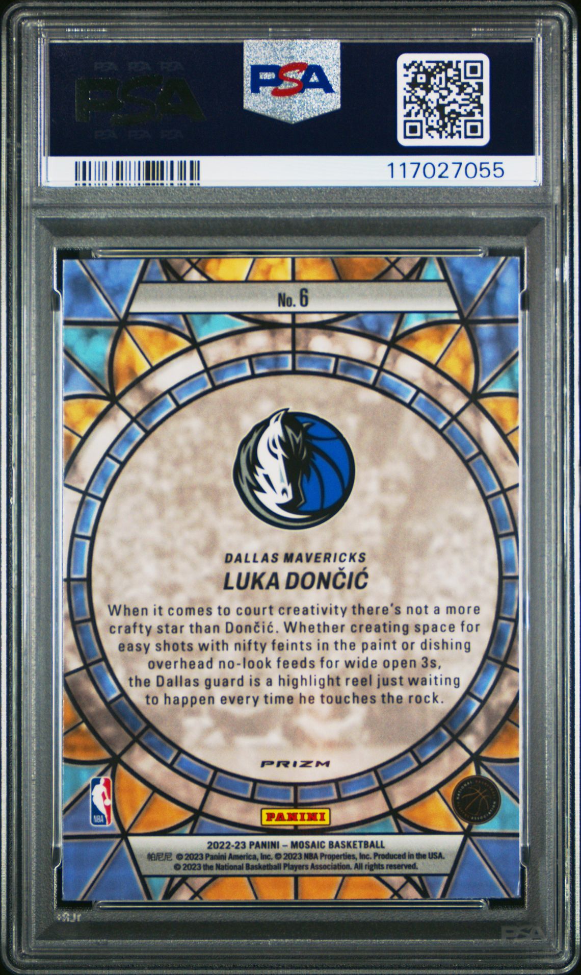 2022 Panini Mosaic Stained Glass Luka Doncic #6 Mint 9 back