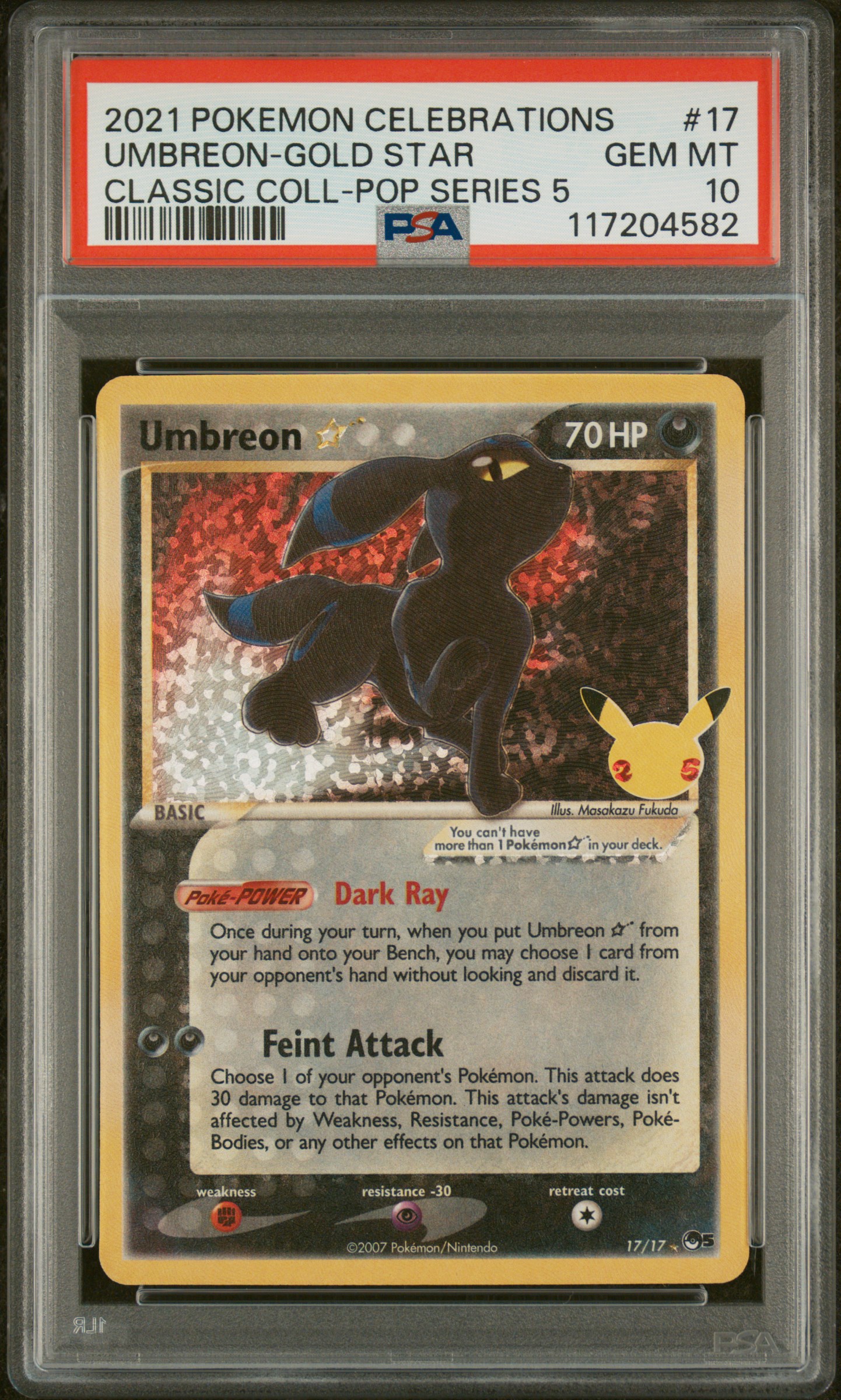 2021 #17 Umbreon-Gold Star PSA 10 Celebrations Classic Collection