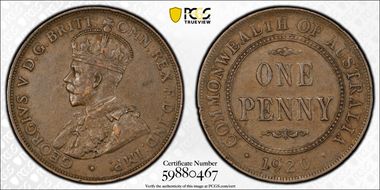 1920 //.  1D Dot Below Indian Obverse AU55BN