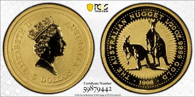 1998 $5 Kangaroo-Nugget MS69