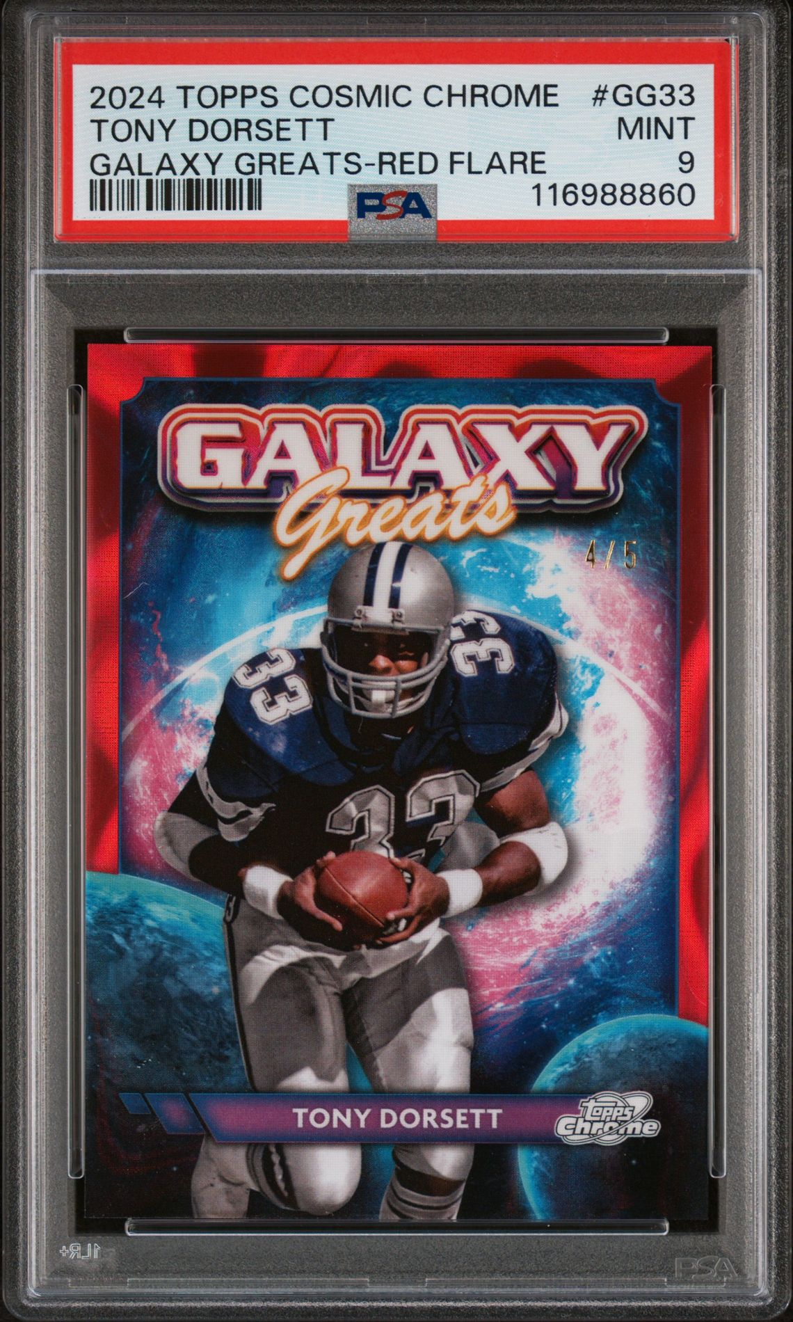 2024 Topps TOPPS COSMIC CHROME GALAXY GREATS RED FLARE #GG33 Tony Dorsett front