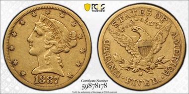 1887-S $5 VF35